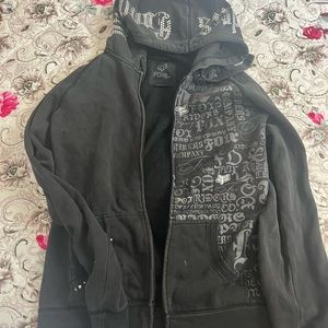 Aflliction style hoodie, fox sports zip up